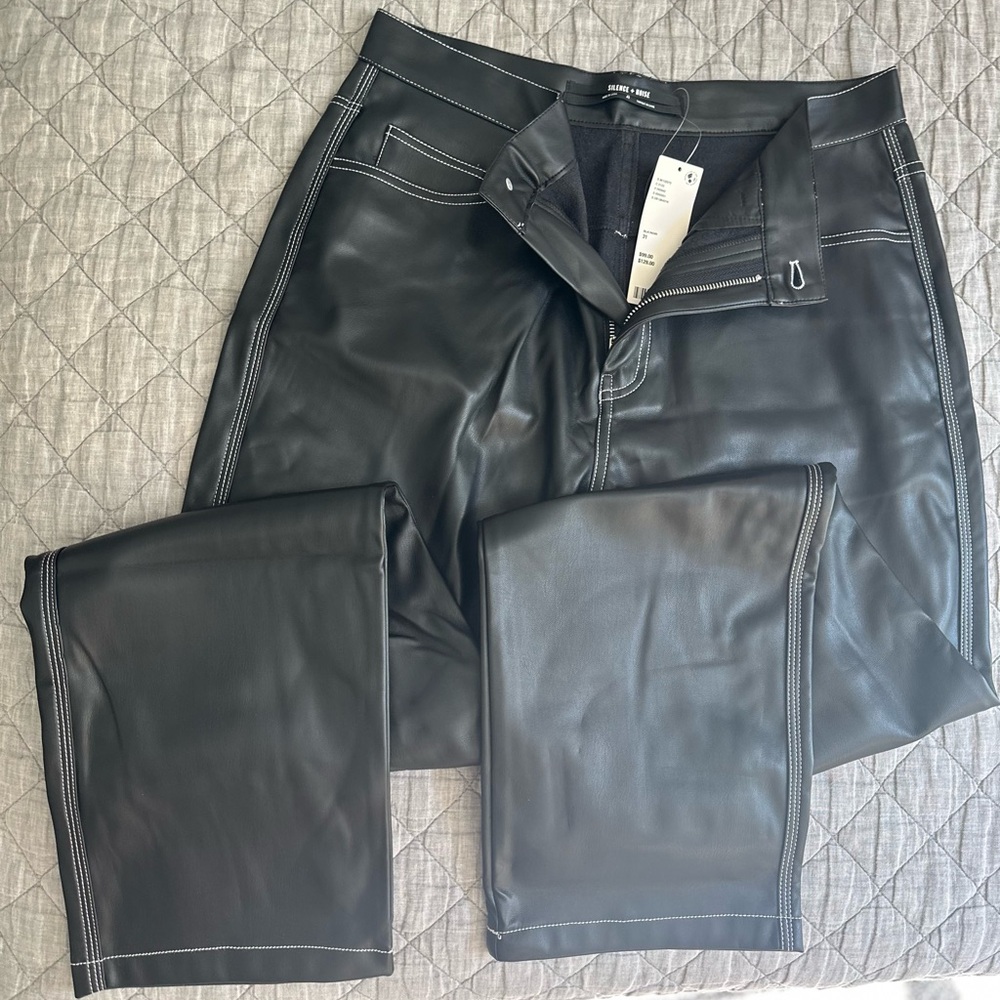 Silence + Noise Black Faux Leather Pants NWT